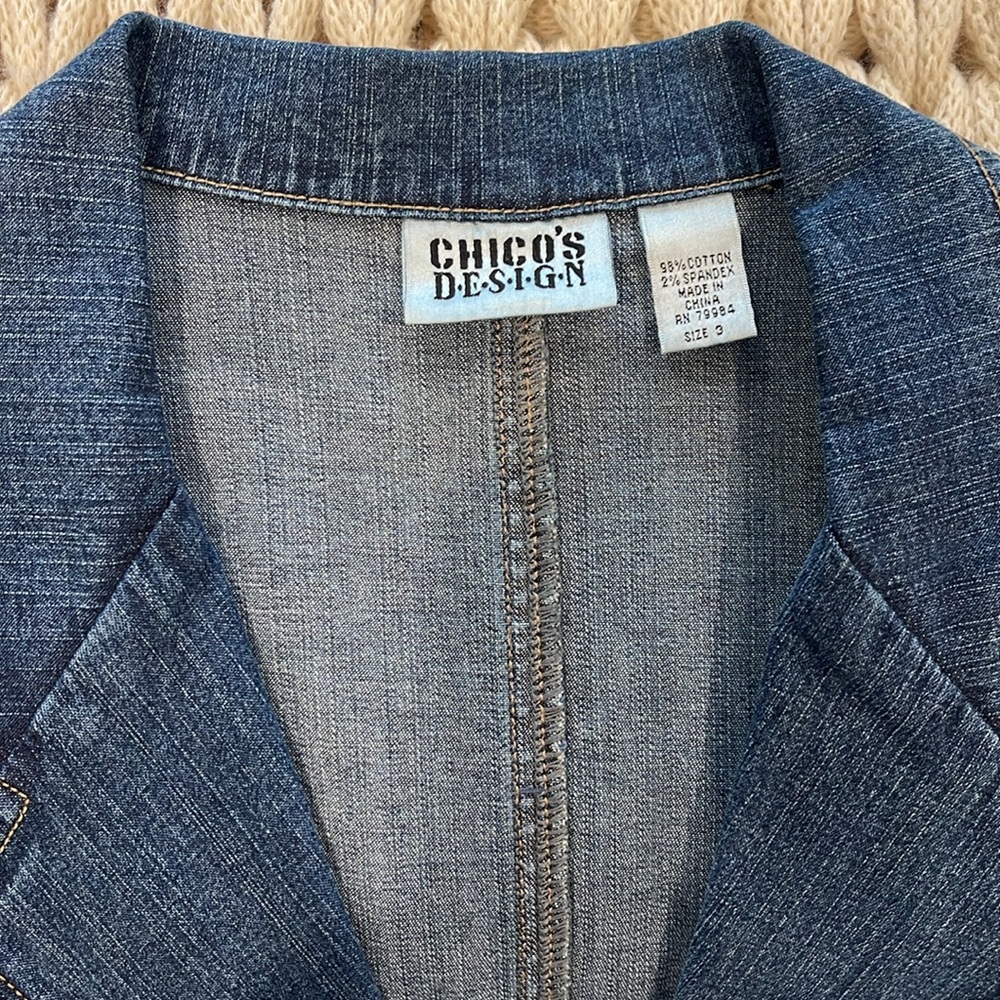 Chico's Blue Denim Button-Front Jean Jacket - Picture 5 of 6